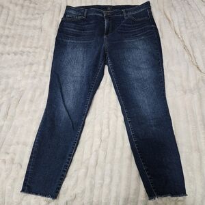Kut From The Kloth - Size 16W - Dark Wash Straight Leg Jeans With Frayed Hem